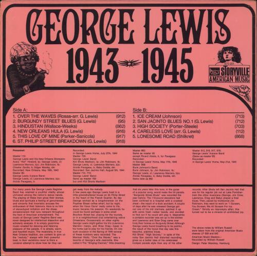 George Lewis George Lewis 1943-1945 vinyl LP album (LP record) UK GL2LPGE826473