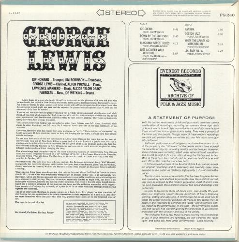 George Lewis George Lewis vinyl LP album (LP record) US GL2LPGE701953