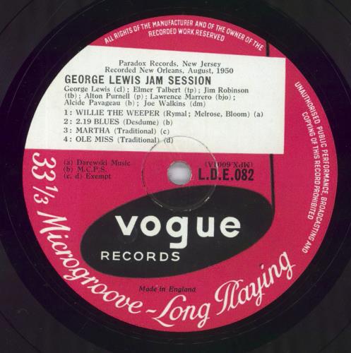 George Lewis Jam Session 10" vinyl single (10 inch record) UK GL210JA831853