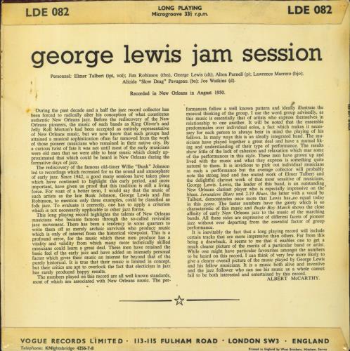 George Lewis Jam Session 10" vinyl single (10 inch record) UK GL210JA831853
