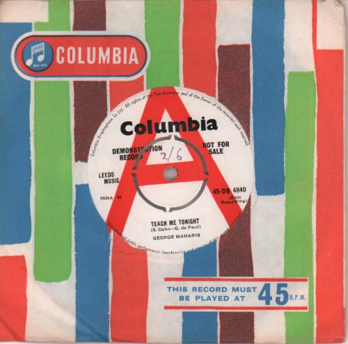 George Maharis Teach Me Tonight - A Label 7" vinyl single (7 inch record / 45) UK GF307TE646945