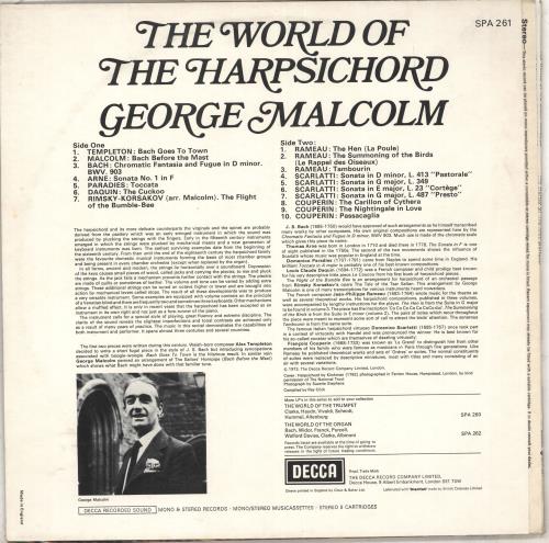 George Malcolm The World Of The Harpsichord vinyl LP album (LP record) UK GV8LPTH711328