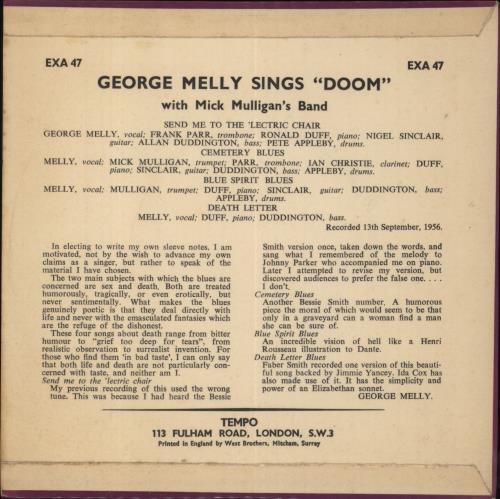 George Melly George Melly Sings Doom 7" vinyl single (7 inch record / 45) UK GM107GE831906