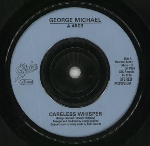 George Michael Careless Whisper - P/S - Inj 7" vinyl single (7 inch record / 45) UK GEO07CA27753