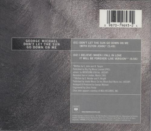 George Michael Don't Let The Sun Go Down On Me CD single (CD5 / 5") US GEOC5DO249707