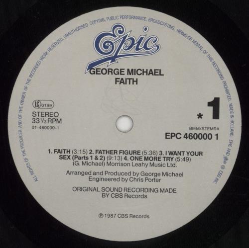 George Michael Faith vinyl LP album (LP record) Dutch GEOLPFA680598
