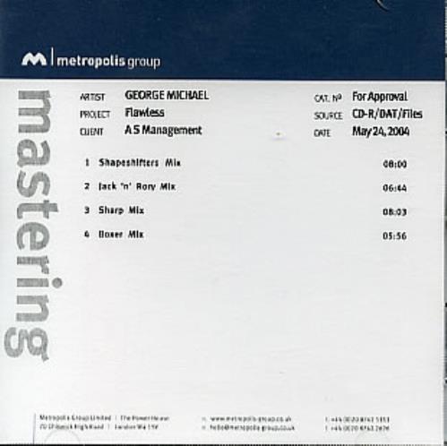 George Michael Flawless CD-R acetate UK GEOCRFL292540