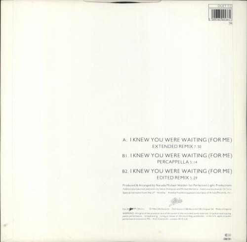 George Michael I Knew You Were Waiting For Me 12" vinyl single (12 inch record / Maxi-single) UK GEO12IK17811