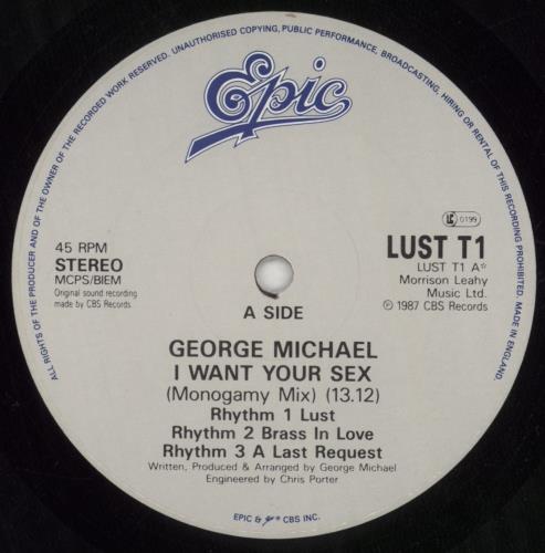 George Michael I Want Your Sex 12" vinyl single (12 inch record / Maxi-single) UK GEO12IW14153