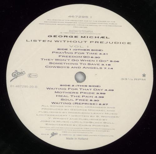 George Michael Listen Without Prejudice + Sticker - EX vinyl LP album (LP record) Dutch GEOLPLI865164