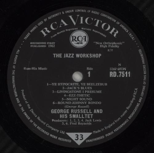 George Russell The Jazz Workshop vinyl LP album (LP record) UK 0GRLPTH881870