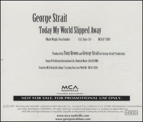 George Strait Today My World Slipped Away CD single (CD5 / 5") US GAIC5TO220333