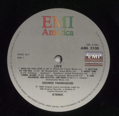 George Thorogood Live vinyl LP album (LP record) UK GTHLPLI216917