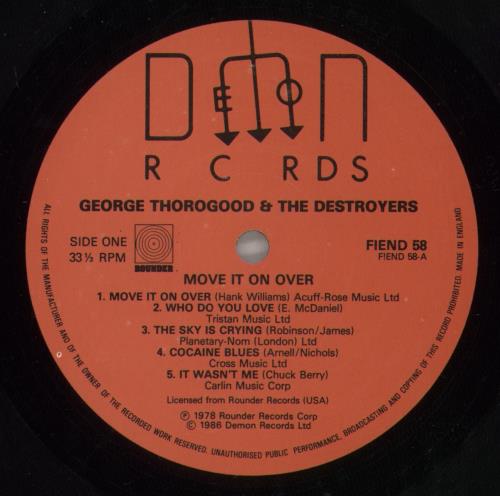 George Thorogood Move It On Over vinyl LP album (LP record) UK GTHLPMO356470