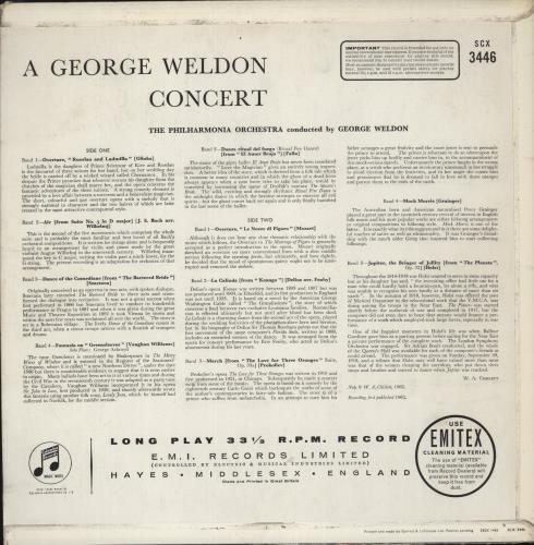 George Weldon A George Weldon Concert vinyl LP album (LP record) UK 9UTLPAG875276