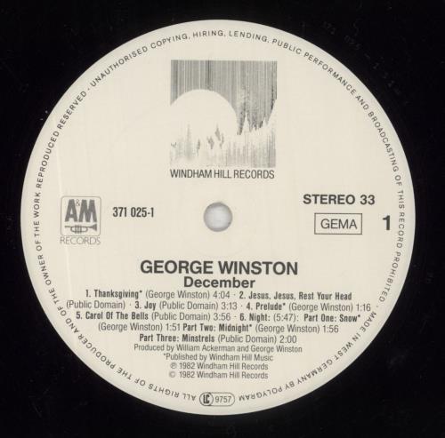 George Winston December vinyl LP album (LP record) German GF2LPDE495697