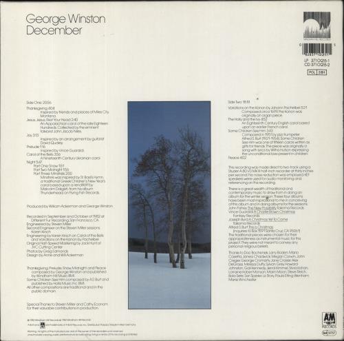 George Winston December vinyl LP album (LP record) German GF2LPDE495697