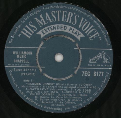 Georges Bizet Carmen Jones - Highlights 7" vinyl single (7 inch record / 45) UK BZT07CA854902