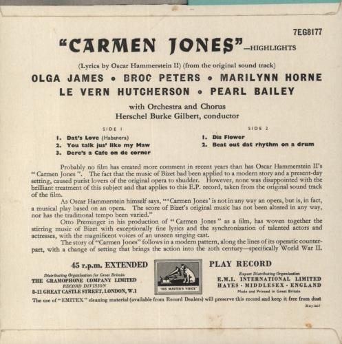 Georges Bizet Carmen Jones - Highlights 7" vinyl single (7 inch record / 45) UK BZT07CA854902