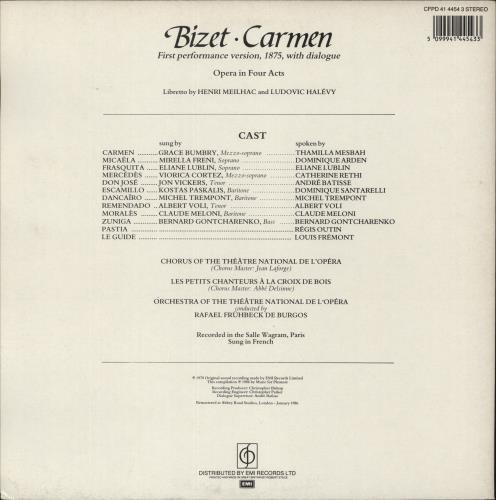 Georges Bizet Carmen 2-LP vinyl record set (Double LP Album) UK BZT2LCA628062