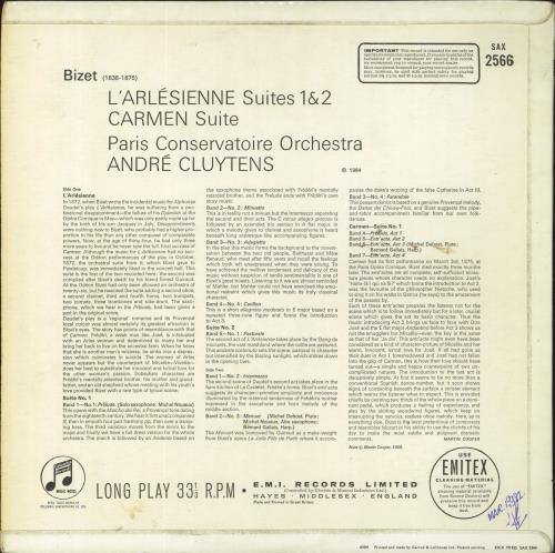 Georges Bizet L'Arlesienne Suites 1 & 2 / Carmen Suite vinyl LP album (LP record) UK BZTLPLA831466