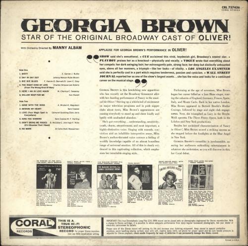 Georgia Brown Georgia Brown vinyl LP album (LP record) US 3GBLPGE712176