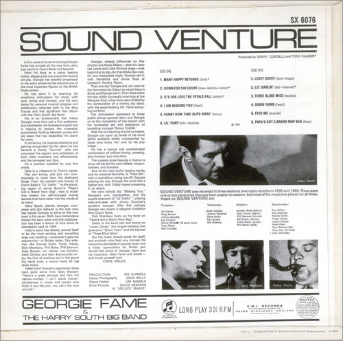 Georgie Fame Sound Venture vinyl LP album (LP record) UK GFMLPSO524484