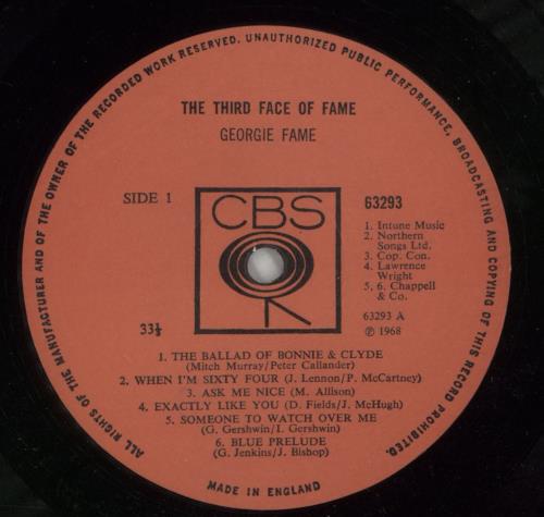 Georgie Fame The Third Face Of Fame vinyl LP album (LP record) UK GFMLPTH869369