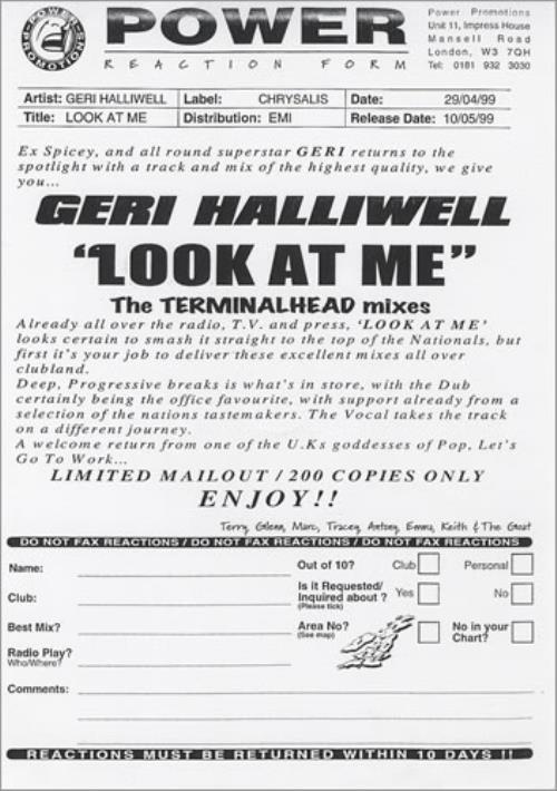 Geri Halliwell Look At Me - Terminalhead Mixes 12" vinyl single (12 inch record / Maxi-single) UK G-R12LO136622