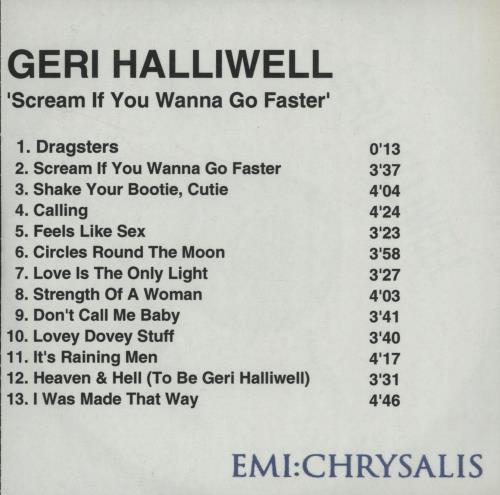 Geri Halliwell Scream If You Wanna Go Faster CD-R acetate UK G-RCRSC186790