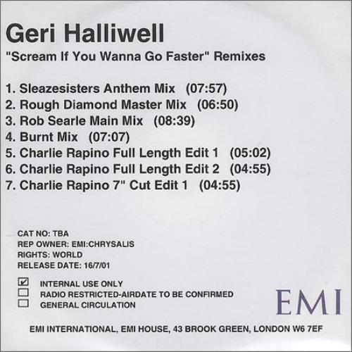 Geri Halliwell Scream If You Wanna Go Faster CD-R acetate UK G-RCRSC369302