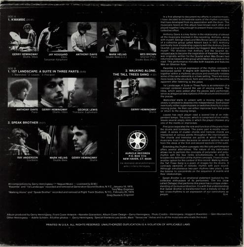 Gerry Hemingway Kwambe vinyl LP album (LP record) US Q02LPKW705049