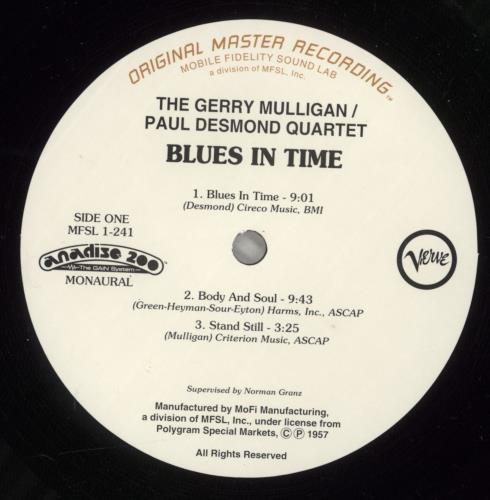 Gerry Mulligan Blues In Time - 200gm vinyl LP album (LP record) US GAJLPBL399105