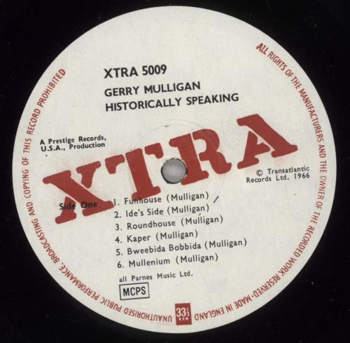 Gerry Mulligan Historically Speaking vinyl LP album (LP record) UK GAJLPHI443231