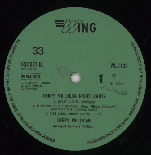 Gerry Mulligan Night Lights vinyl LP album (LP record) UK GAJLPNI446383