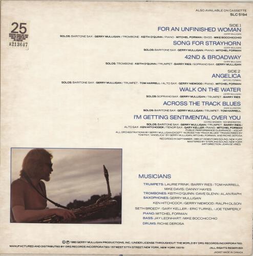 Gerry Mulligan Walk On The Water vinyl LP album (LP record) US GAJLPWA470353