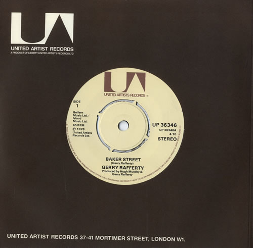 Gerry Rafferty Baker Street - company sleeve 7" vinyl single (7 inch record / 45) UK GER07BA319259