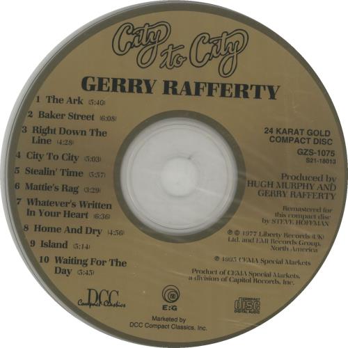 Gerry Rafferty City To City - Gold CD album (CDLP) US GERCDCI91316