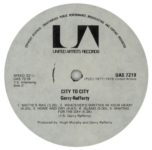 Gerry Rafferty City To City vinyl LP album (LP record) South African GERLPCI592254