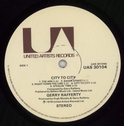 Gerry Rafferty City To City vinyl LP album (LP record) UK GERLPCI725492