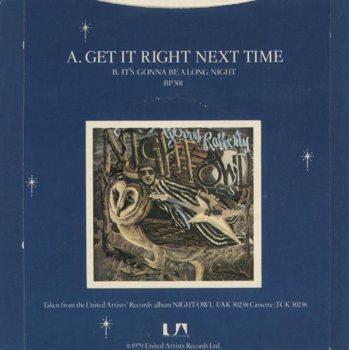 Gerry Rafferty Get It Right Next Time 7" vinyl single (7 inch record / 45) UK GER07GE876426