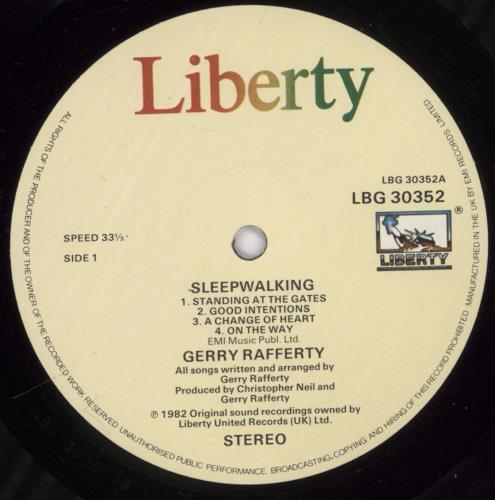 Gerry Rafferty Sleepwalking vinyl LP album (LP record) UK GERLPSL547592