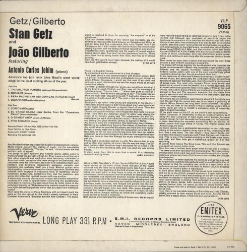 Getz / Gilberto Getz / Gilberto vinyl LP album (LP record) UK GY2LPGE446690