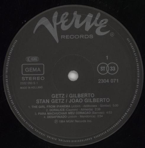 Getz / Gilberto Getz/Gilberto vinyl LP album (LP record) Dutch GY2LPGE319801