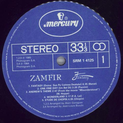 Gheorghe Zamfir Fantasy vinyl LP album (LP record) Canadian GZALPFA825440