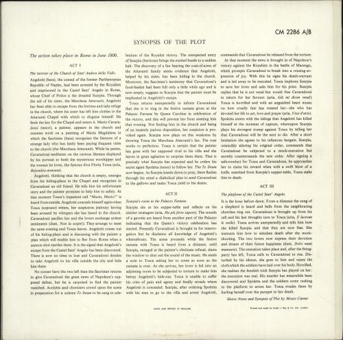 Giacomo Puccini La Tosca 2-LP vinyl record set (Double LP Album) UK PK52LLA701353