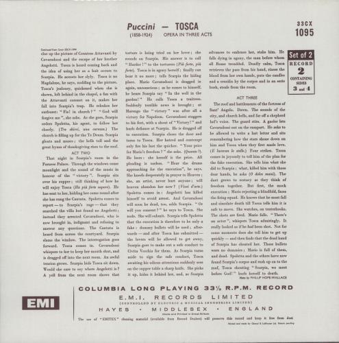 Giacomo Puccini Tosca 2-LP vinyl record set (Double LP Album) UK PK52LTO881136