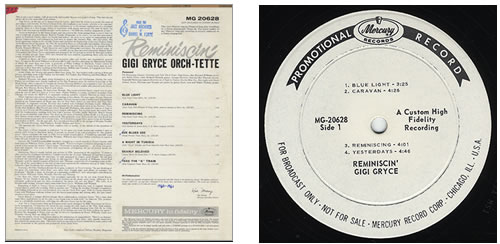 Gigi Gryce Reminiscin' vinyl LP album (LP record) US GGRLPRE369958