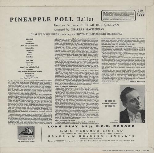 Gilbert & Sullivan Pineapple Poll vinyl LP album (LP record) UK G+SLPPI754207