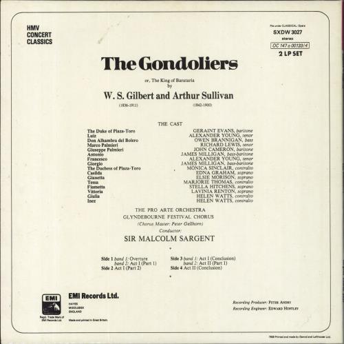 Gilbert & Sullivan The Gondoliers 2-LP vinyl record set (Double LP Album) UK G+S2LTH531114